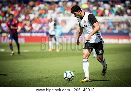 VALENCIA, SPAIN - SEPTEMBER 16: Carlos Soler during Spanish La Liga match between Levante Ud and Valencia CF at Ciutat de Valencia Stadium on September 16, 2017 in Valencia, Spain
