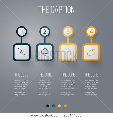 Outline Veggies Set Of Murphy, Broccoli, Potato And Other Vector Objects