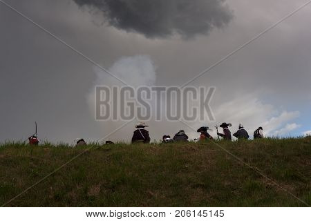 PALMANOVA ITALY - SEPTEMBER 03: Historical Groups dressed in ancient clothes during the historical Reenactment a.d. 1615 on September 03 2017