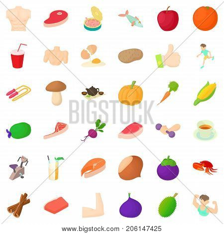 Vegetable icons set. Cartoon style of 36 vegetable vector icons for web isolated on white background