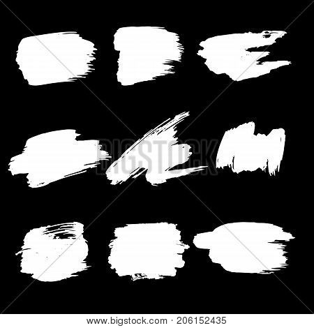 White Hand Drawn Ink And Bruch Stroke Collection. Vector Blot Set