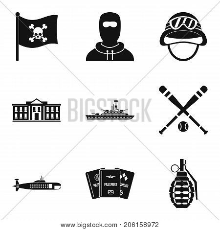 Rest in army icons set. Simple set of 9 rest in army vector icons for web isolated on white background