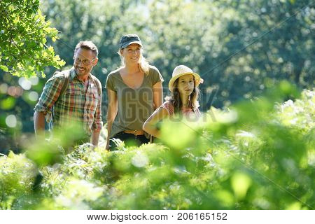 Family on a rambling day in countryside