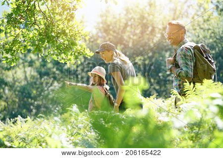 Family on a rambling day in countryside