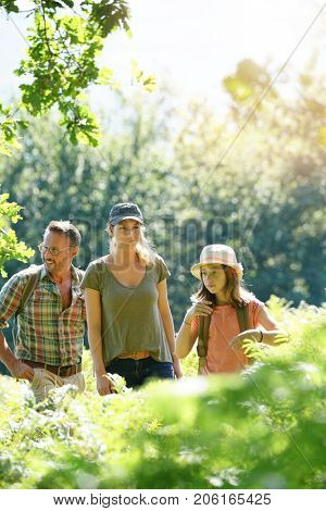 Family on a rambling day in countryside