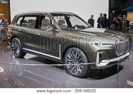 Frankfurt-September 20: World premiere of BMW X7 iPerformance Concept at the Frankfurt International Motor Show on September 20 2017 in Frankfurt