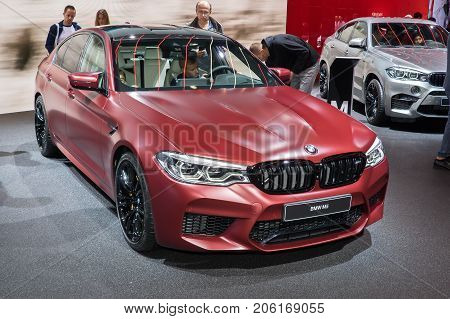 Frankfurt-September 20: BMW M5 at the Frankfurt International Motor Show on September 20 2017 in Frankfurt