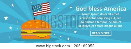 God bless America banner horizontal concept. Flat illustration of God bless America banner horizontal vector concept for web design