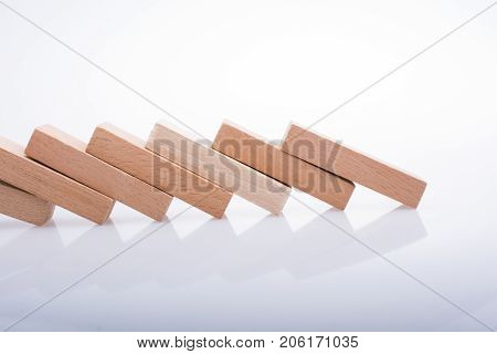 Wooden Domino Blocks On White Background