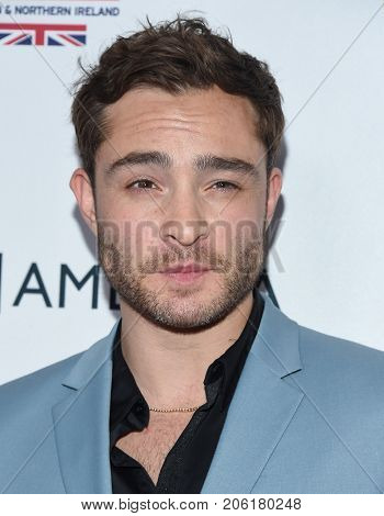 LOS ANGELES - SEP 16:  Ed Westwick arrives for the BAFTA TV Tea Party 2017 on September 16, 2017 in West Hollywood, CA                