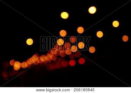 Night City Street Lights Bokeh Background.