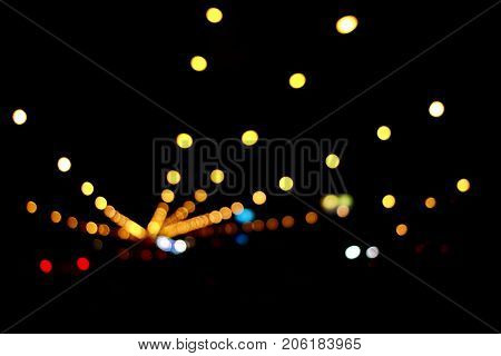 Night City Street Lights Bokeh Background.