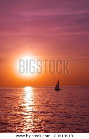 The silhouettes of boats