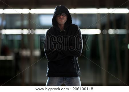 Nerd hacker portrait