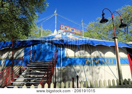 COLOGNE GERMANY - MAY 8 : Roncalli circus in a park on May 8 2016.