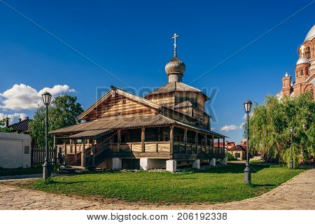 Wooden Holy Trinity Church of John the Baptist Monastery in City-Island Sviyazhsk, Russia.