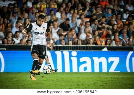 VALENCIA, SPAIN - SEPTEMBER 19: Murillo during Spanish La Liga match between Valencia CF and Malaga CF at Mestalla Stadium on September 19, 2017 in Valencia, Spain