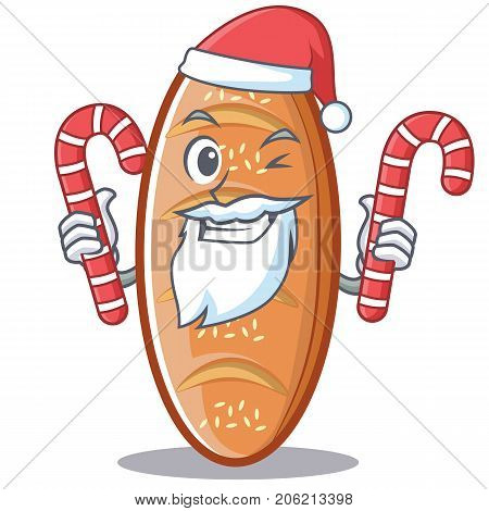 Santa with candy baked bread character cartoon vector illustration