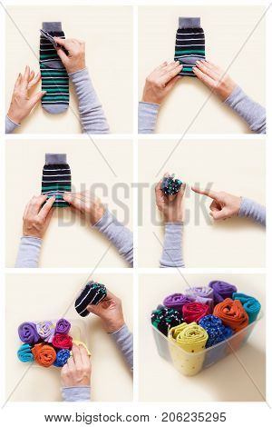 Clothes storage. Order in the closet. Folding socks. Master Class.