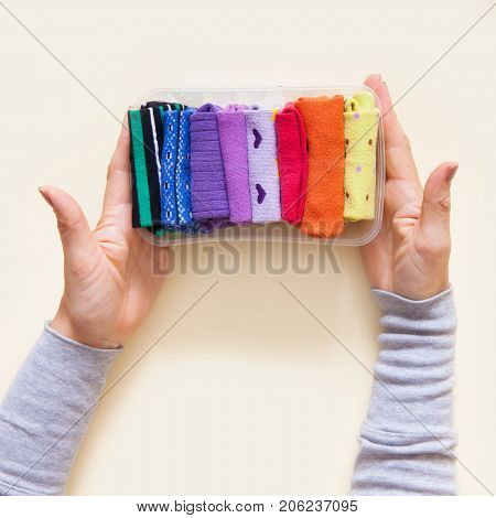 Clothes storage. Order in the closet. Folding socks. Master Class.
