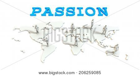 Passion Global Business Abstract with People Standing on Map 3D Illustration Render