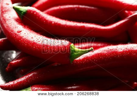 Red chili peppers, closeup