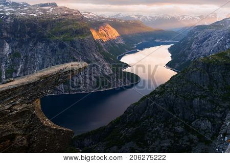 Breathtaking view of Trolltunga rock