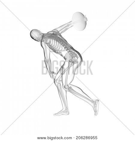 3d rendered medically accurate illustration of a transparent discus thrower