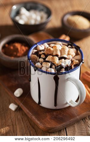 s'mores hot chocolate mini marshmallows cinnamon winter drink