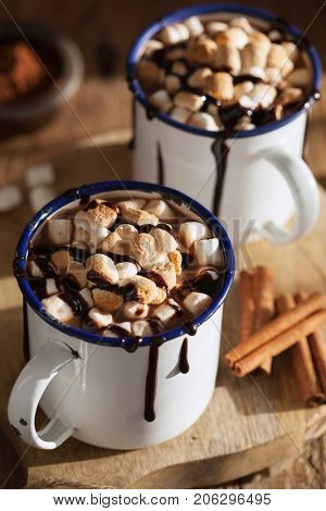 s'mores hot chocolate mini marshmallows cinnamon winter drink