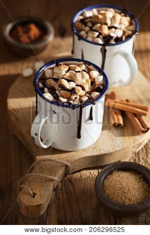 s'mores hot chocolate mini marshmallows cinnamon winter drink
