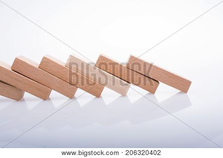 Wooden Domino Blocks On White Background