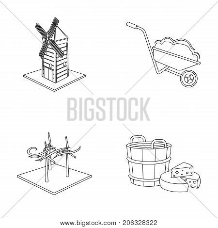 Garden, plot, ecology and other  icon in outine style. Drink, liquid, farm icons in set collection.