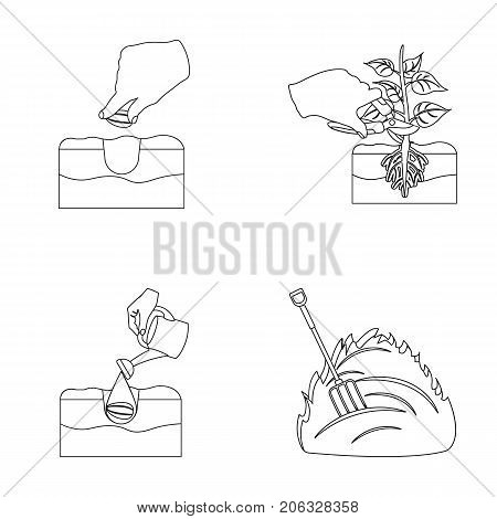Garden, ecology, farmingand other  icon in outine style. Feed, plot, farm, icons in set collection.