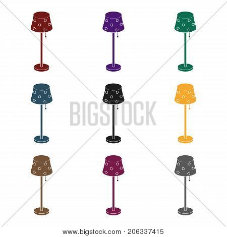 Floor lamp icon in black design isolated on white background. Sleep and rest symbol stock vector illustration.