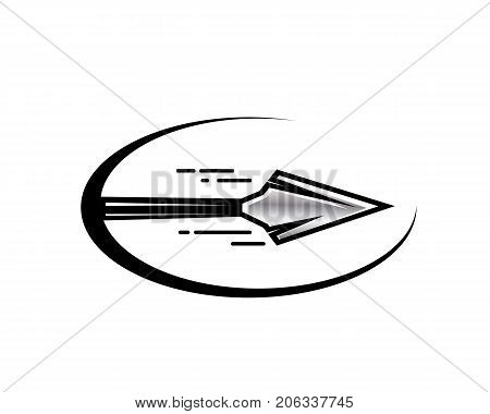 spear with motion lines illustration, icon design, isolated on white background.