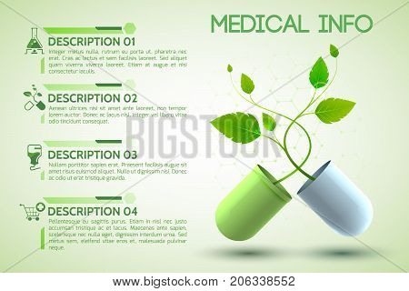 Healthcare information poster with prescription and aid symbols realistic vector illustration