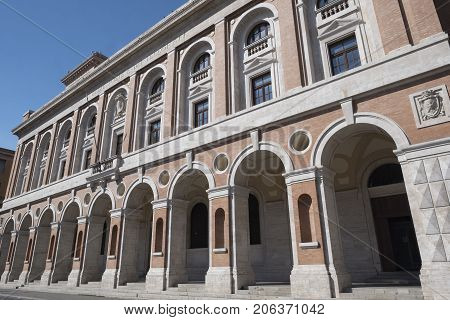 Forli (Emilia Romagna Italy): the Aurelio Saffi square with Palazzo delle Poste