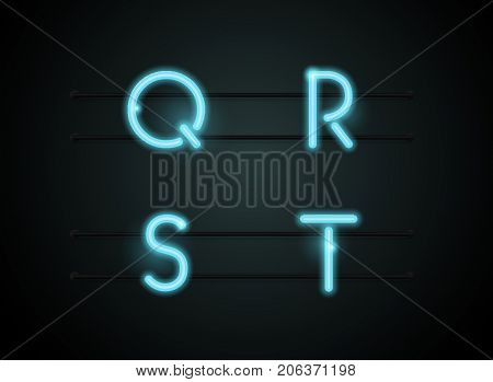 Neon Light sign Alphabet Vector Font. Type letters Neon tube background. Glowing Neon Bar Alphabet. Realistic style
