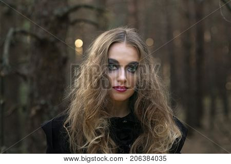 Portrait Of A Girl With Bright Make-up.