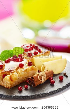Sweet Homemade Apple Cake With Cinnamon And Pear