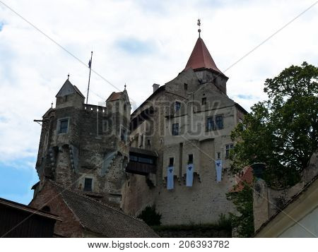 Pernstejn Castle is a castle on a rock above the village of Nedvedice some 40 kilometres 25 mi northwest of Brno in the South Moravian Region Czech Republic.
