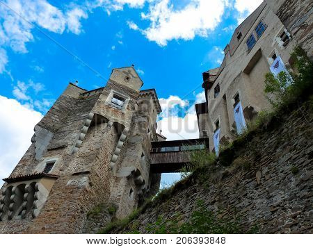 Pernstejn Castle is a castle on a rock above the village of Nedvedice some 40 kilometres 25 mi northwest of Brno in the South Moravian Region Czech Republic.