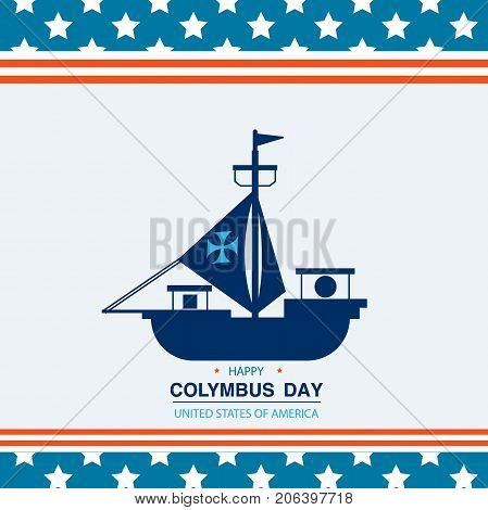 Vector illustration Happy Columbus Day. Flat style