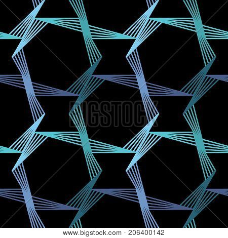 Geometry hexagon line seamless pattern in vector in white green Turquoise blue black