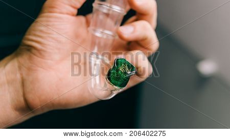 Glass Bongs For Smoking Weed Close-up Soft Focus. Smoking Accessories Marijuana