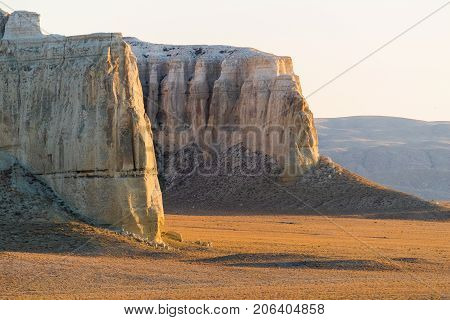 Cliff on the edge of the Ustiurt plateau, Kazakhstan.