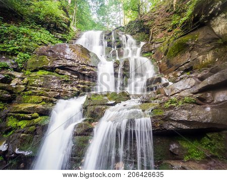 Beautiful place Shipot waterfall in the Carpathians, Ukraine