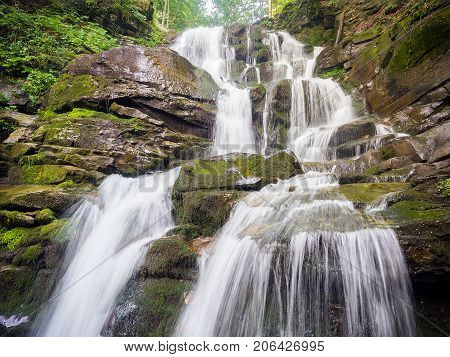 Beautiful place Shipot waterfall in the Carpathians, Ukraine