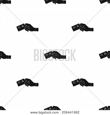 Credit card fraud icon in black design isolated on white background. Hackers and hacking symbol stock vector illustration.